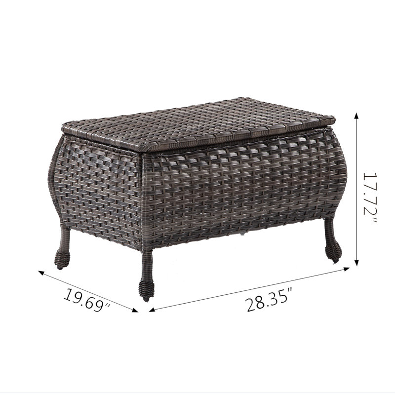 Dejiah Rectangular Wicker Outdoor Coffee Table with Storage
