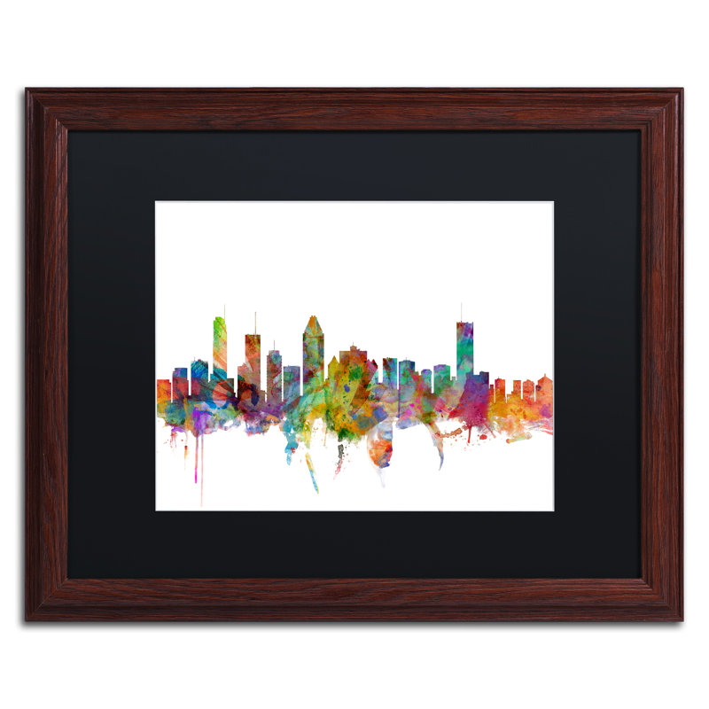 « montréal canada horizon », impression encadrée, H 16 po x l 20 po x P 0,5 po, Noir, Encadrement brun