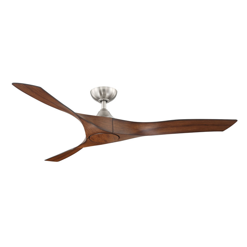 Ferland 60'' Ceiling Fan with LED Lights, Nickel with Walnut Blades