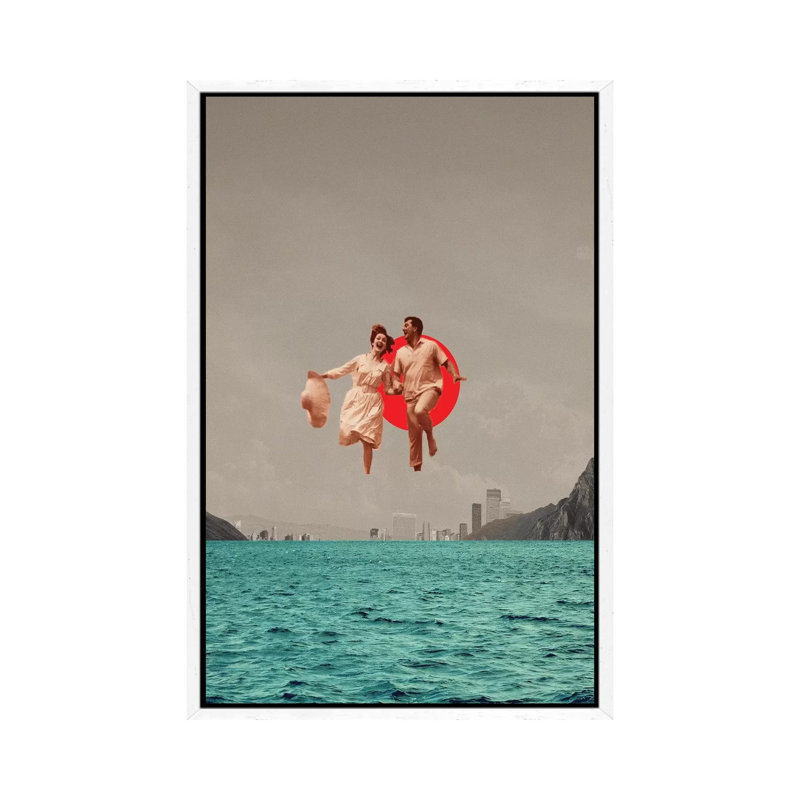 Don't Look Back by Frank Moth - Print on Canvas, 66.04cm H x 45.72cm W x 3.81cm D, White Framed