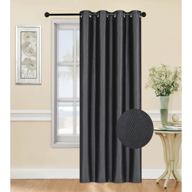 Rideau en polyester Briania, Noir, L 54 po x L 84 po