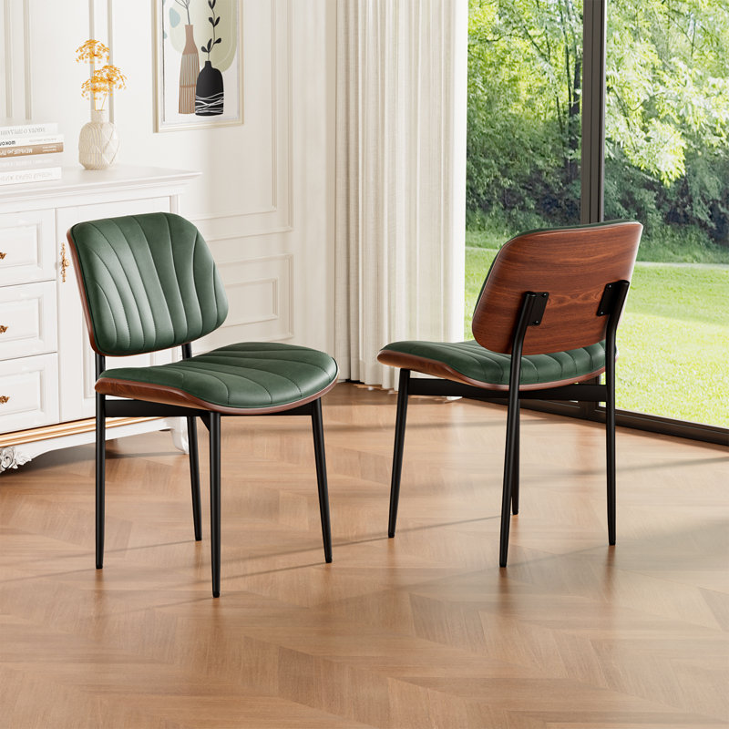  Ensemble de 2 chaises de salle à manger en similicuir de style moderne Mid-Century avec structure en bois pour les salles à manger, les cuisines et les salons