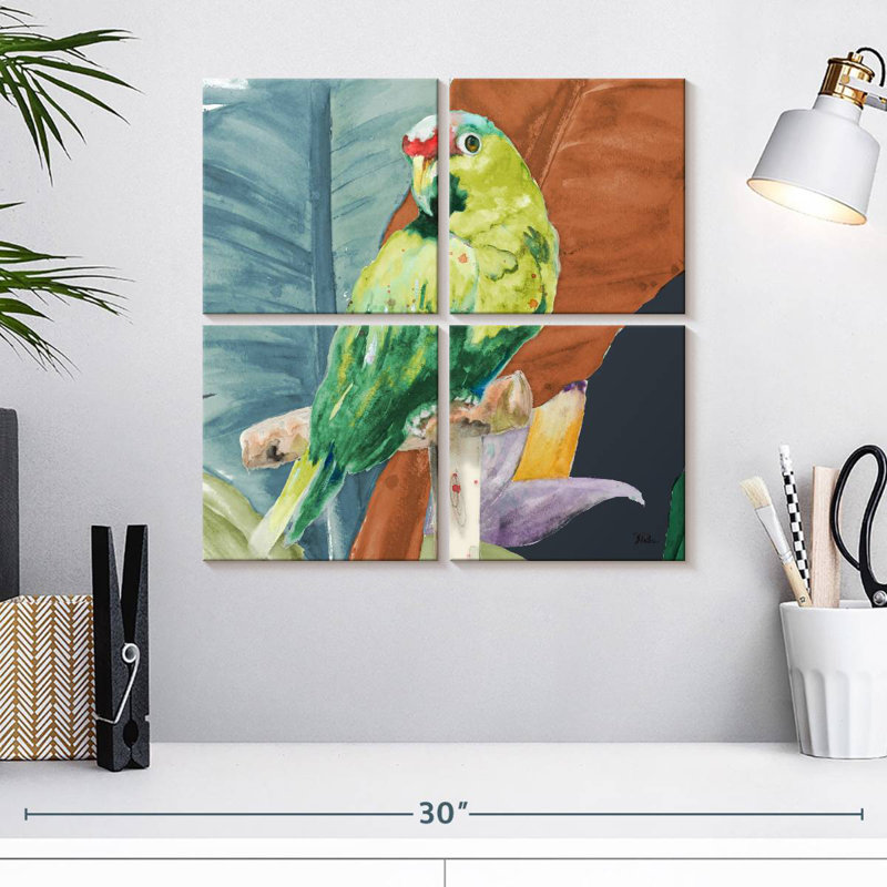 Un perroquet tropical, H 18 po x l 18 po