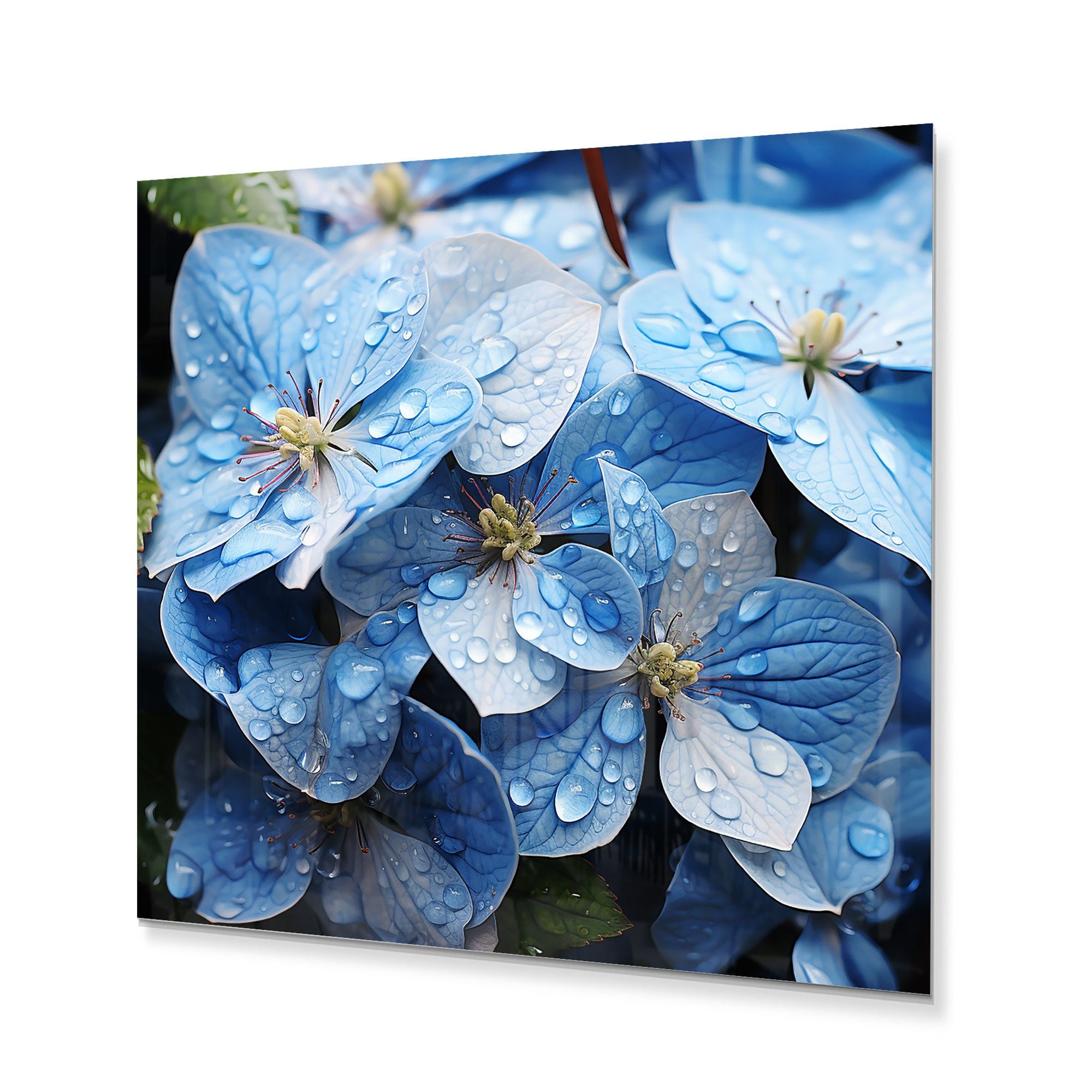 Winston Porter Blue Hydrangea Celestial Petals - Floral Metal Wall ...