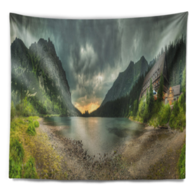 Paysage paysage de montagne au coucher du soleil, H 78 po x l 92 po