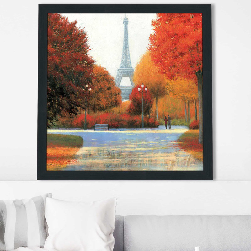 «Autumn in Paris Couple», reproduction d'art, Cadre espresso, H 31,5 po x l 31,5 po x P 1 po