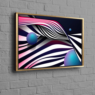 Art moderne de lignes abstraites modernes en noir et blanc sur toile de coton avec des accents bleus convenant à l'esthétique du salon ou du bureau