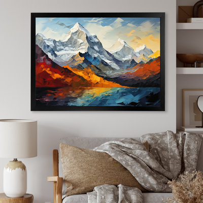 Collage de montagnes majestueuses jaune sarcelle - impression
