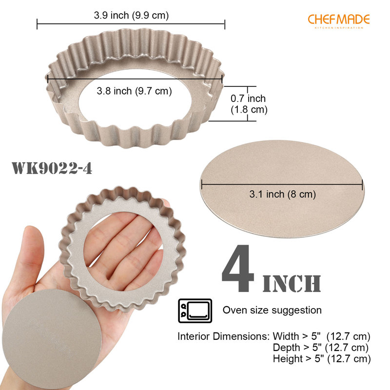CHEFMADE 4 Inch Mini Round Tart Pan Set 4Pcs