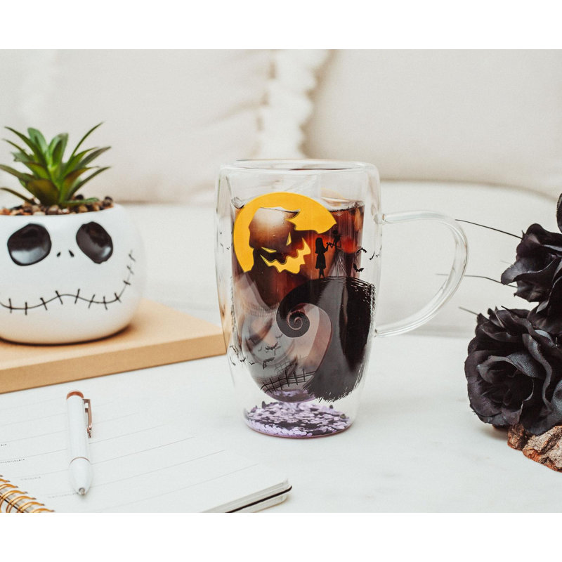 Tasse en verre à confettis Oogie Boogie Moon de Disney | Peut contenir 15 onces
