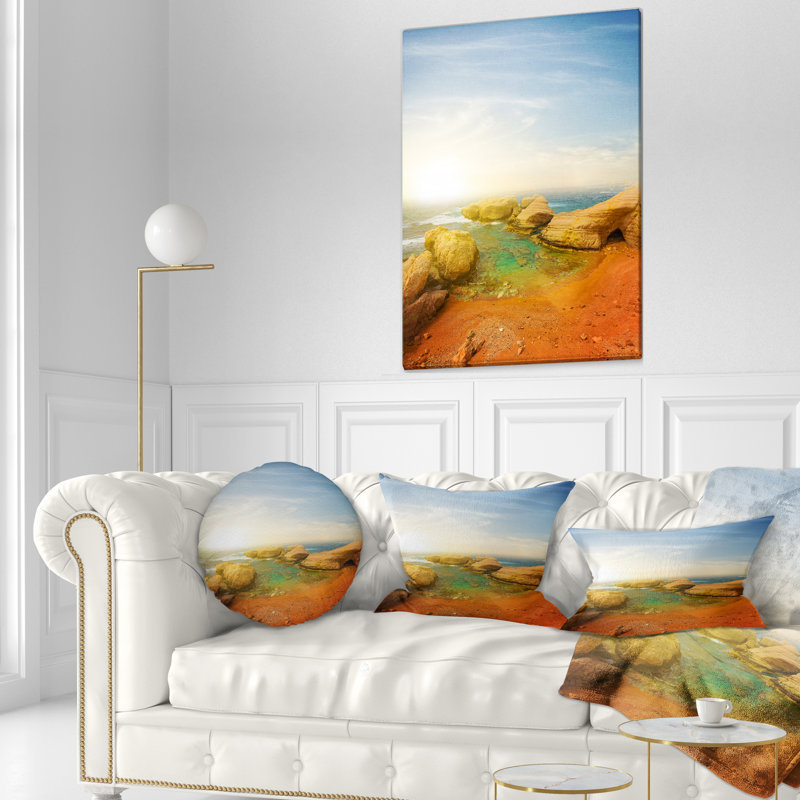 Coussin Seashore Rocky Beach and Sky, Rectangle, 12 po x 20 po