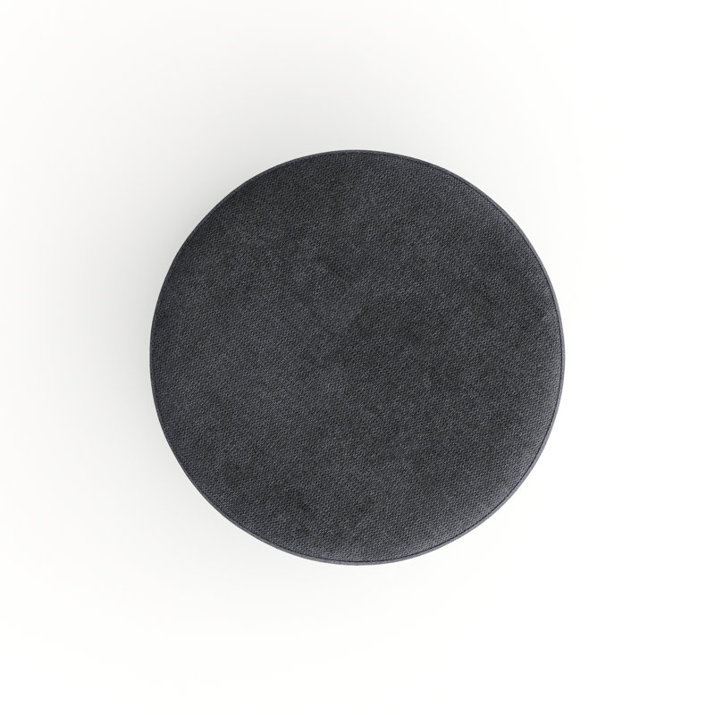 Repose-pieds rond 24 po Aylianna, 100 % polyester gris foncé
