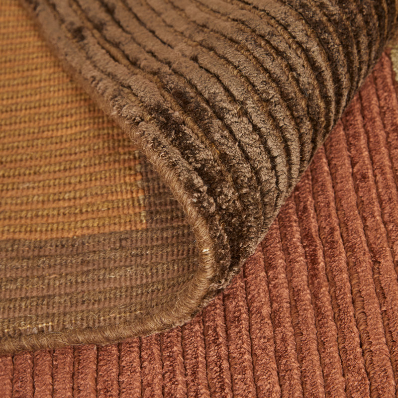 Keystone Hand Knot Color Block Rug, Brown/Rust, 2Ft X 3Ft Accent Rug, Rectangle 5'6" x 8'6"