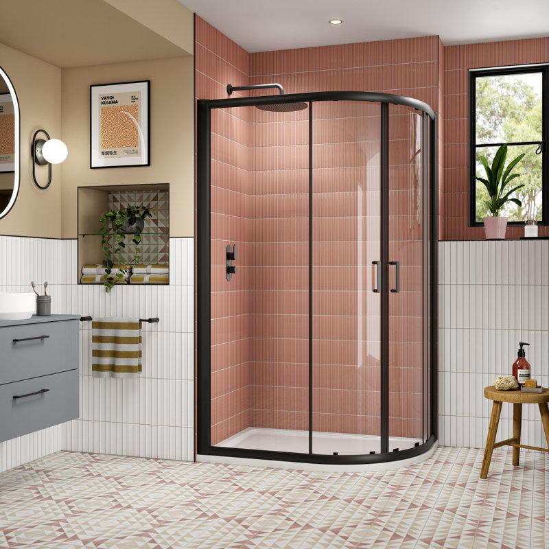 nuie Lucie 1200mm Matt Black Offset Quadrant Shower Enclosure