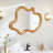 33.46" X 22.24" Irregular Shaped Wall Mirror With Natural Wood Frame