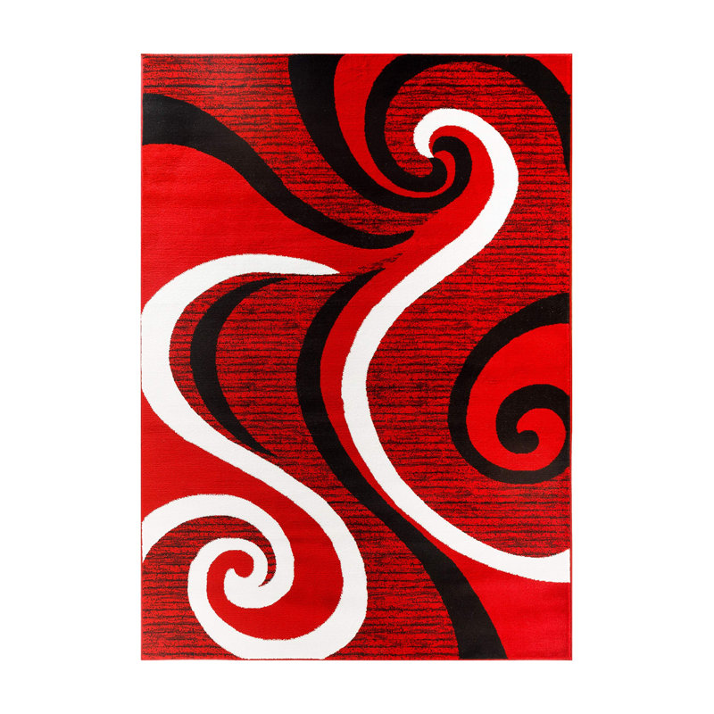 GloryRugs ModernSwirlsAreaRug,Carpet forBedroom,LivingRoom,Dining-Sevilla4817A(Red), Rectangle 7'10.5" x 10'2"