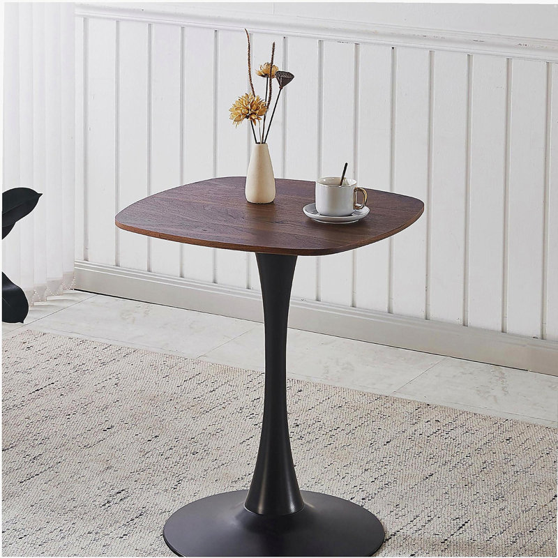 23.62 INCH DINING TABLE walnut, Dark Walnut, 28.93"H x 23.62"L x 23.62"W, Black