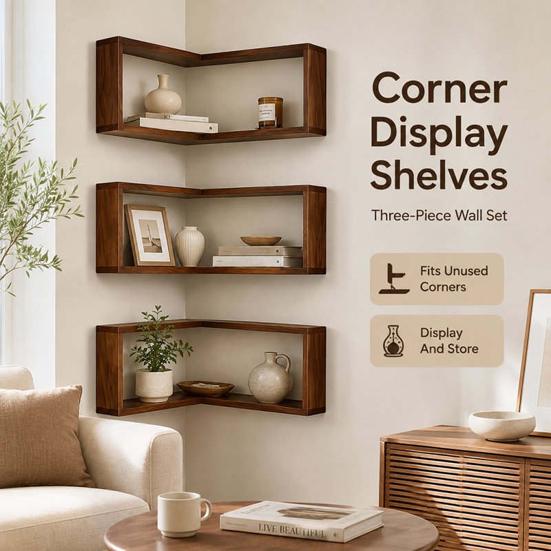 Lot de 3 étagères murales simples en bois, étagères murales, étagères flottantes, présentoir mural décoratif, étagères en bois, présentoir mural à monter soi-même