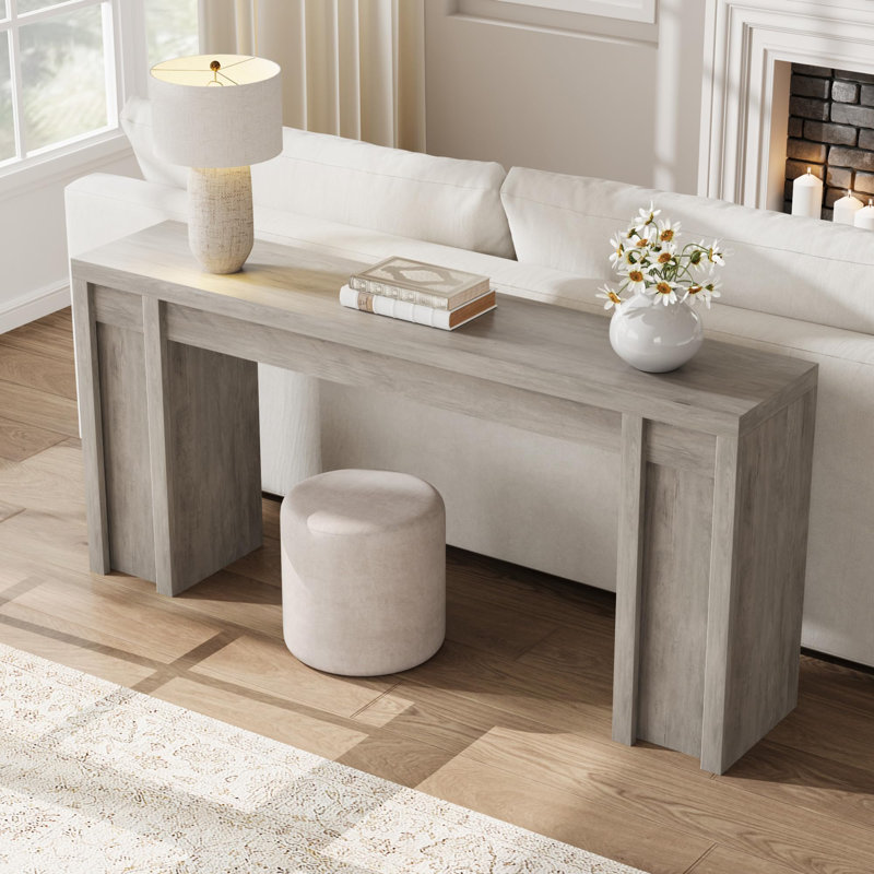 70.8" Console Table, Modern Entryway Console Table, Long Sofa Table Hall Table Behind Couch, Thick Wood Design, Gray