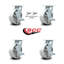 Ensemble de roulettes en acier 6 pouces avec roulement à rouleaux, 4 freins et 2 verrous pivotants SCC / SCC-30CS620-SSR-TLB-BSL-2-TLB-2