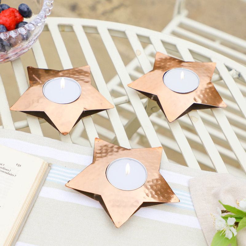 3 Piece Metal Tabletop Tealight Holder Set