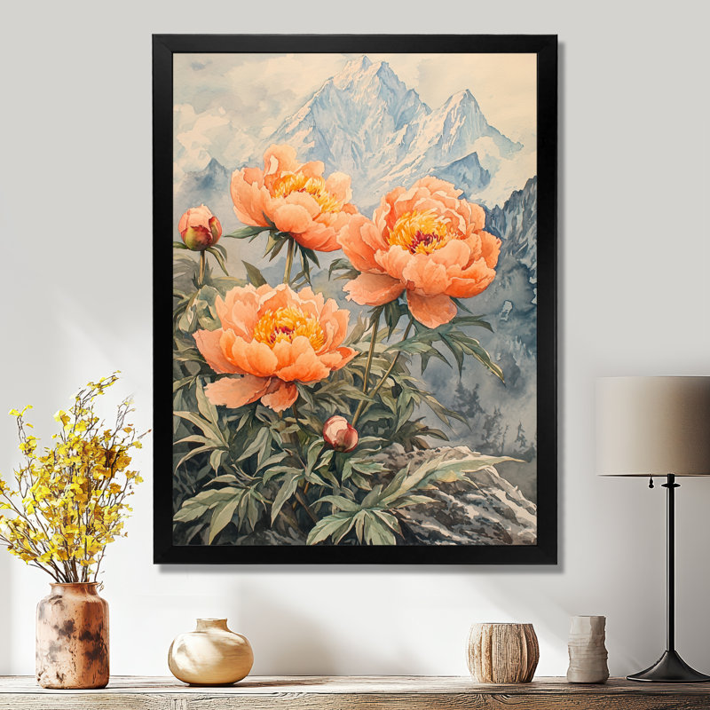 Goten - Floral Canvas Wall Art, Noir, noir, noir, noir, H 20 po x l 12 po, Reproduction encadrée d'une seule photo