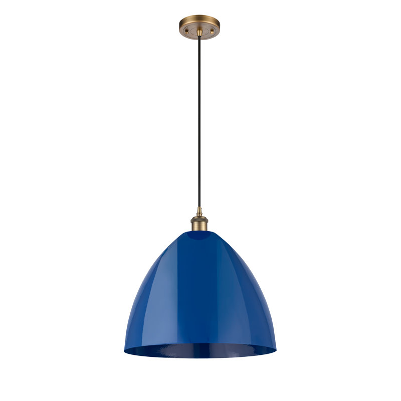 Luminaire suspendu conique 1 lumière, Bleu, gris