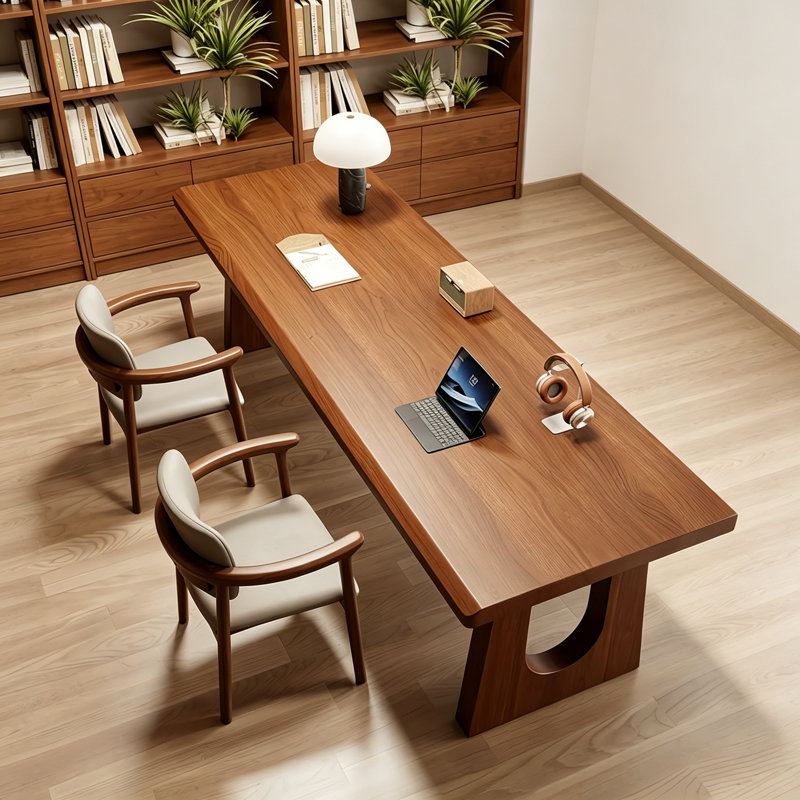 Bureau rectangulaire en bois de pin massif Nut-Brown, H 29,5 po x l 70,87 po x P 23,6 po