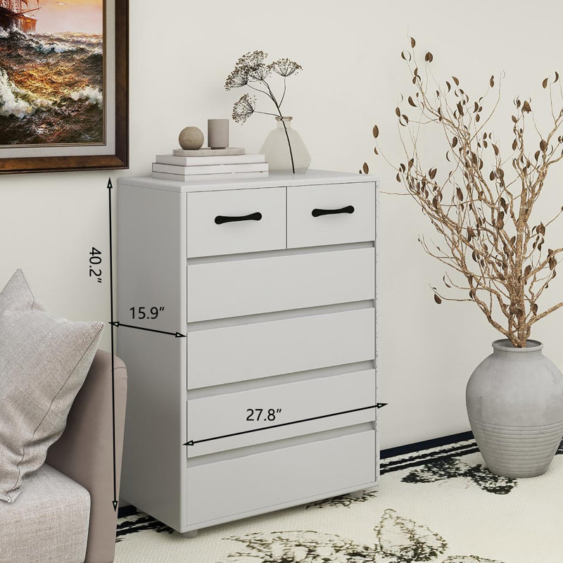 Six Drawer White Side Table