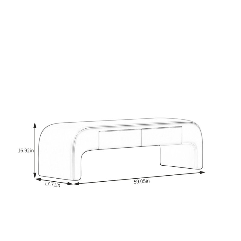 Simple Solid Wood End-of-Bed Bench, Off White