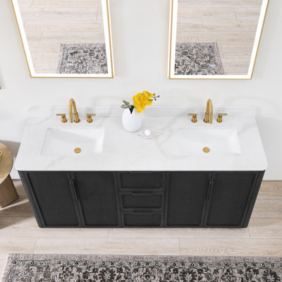 Busan 72" Double Bath Vanity with White Quartz Stone Top