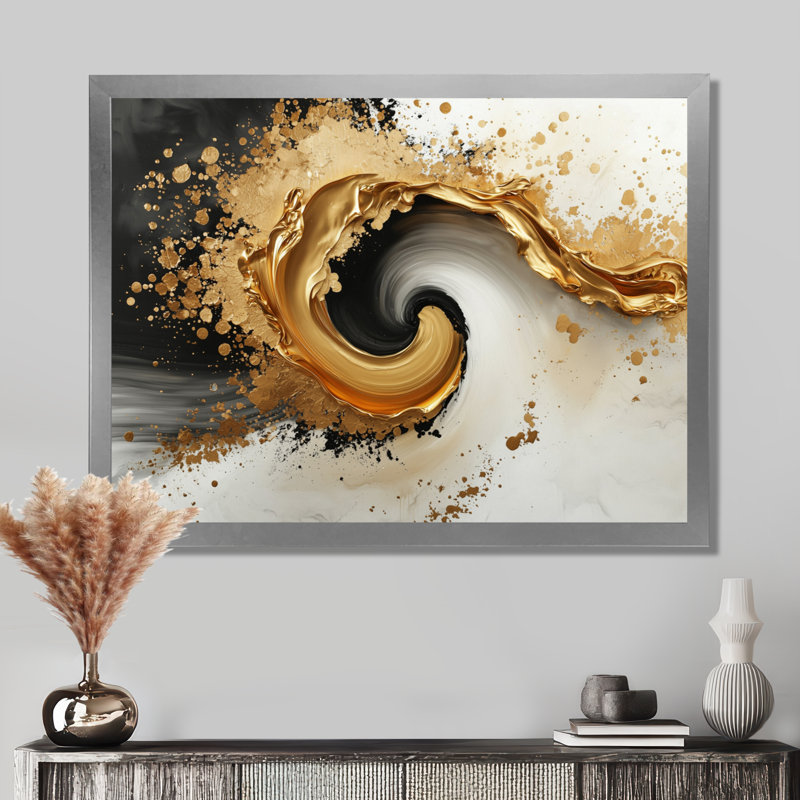 Vagues transitionnelles Goldern, Argent argent, Reproduction encadrée d'une seule photo, H 12 po x l 20 po