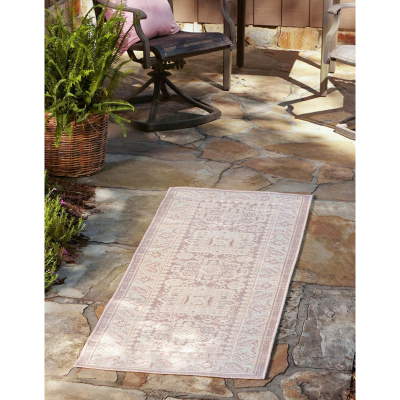 Outdoor Chand Area Rug Pink Color, Runner 2' x 6'