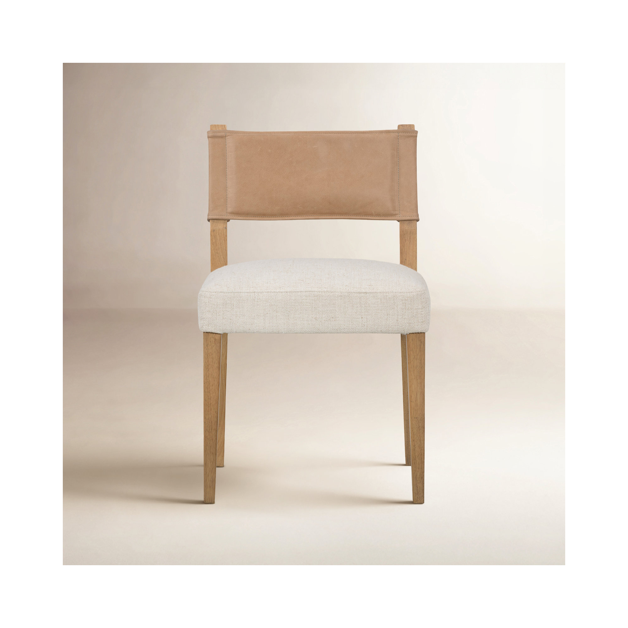 Lorretta Leather Side Chair, Natural, Polyester/Leather Winchester Beige