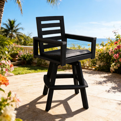 Tabouret de bar d'extérieur pivotant en carbone à 360 degrés, facile d'entretien, résistant aux intempéries, ergonomique, confortable pour la terrasse, le porche, le tabouret de piscine avec pivot, le dossier à échelle, la terrasse, le bord de la piscine et le balcon
