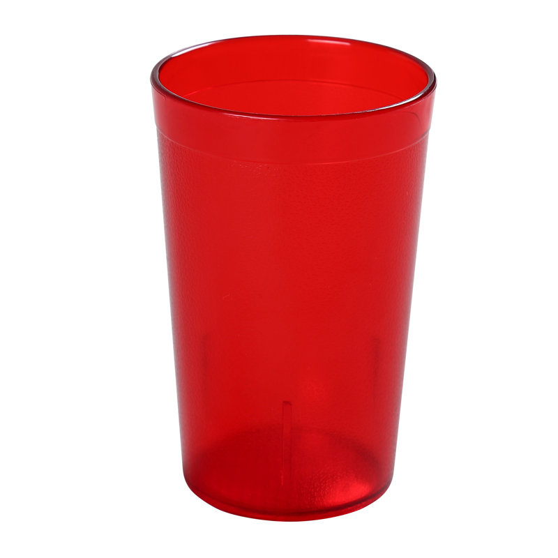 Tumbler Plastic Drinking Glass, Red, 5 oz.