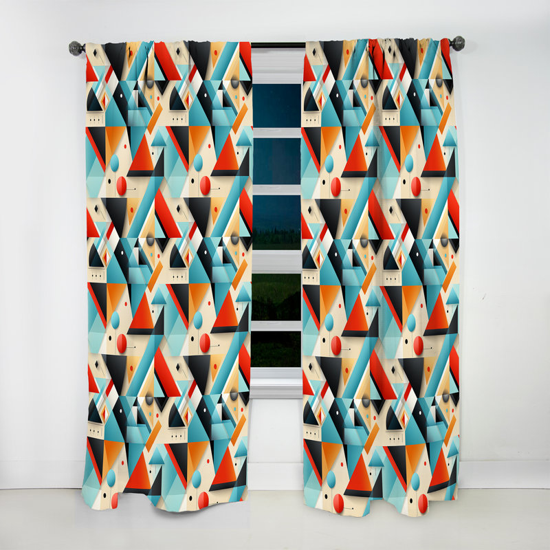 Motif géométrique triangulaire Revival - rideau obscurcissant géométrique abstrait - 1 panneau, L 52 po x L 108 po