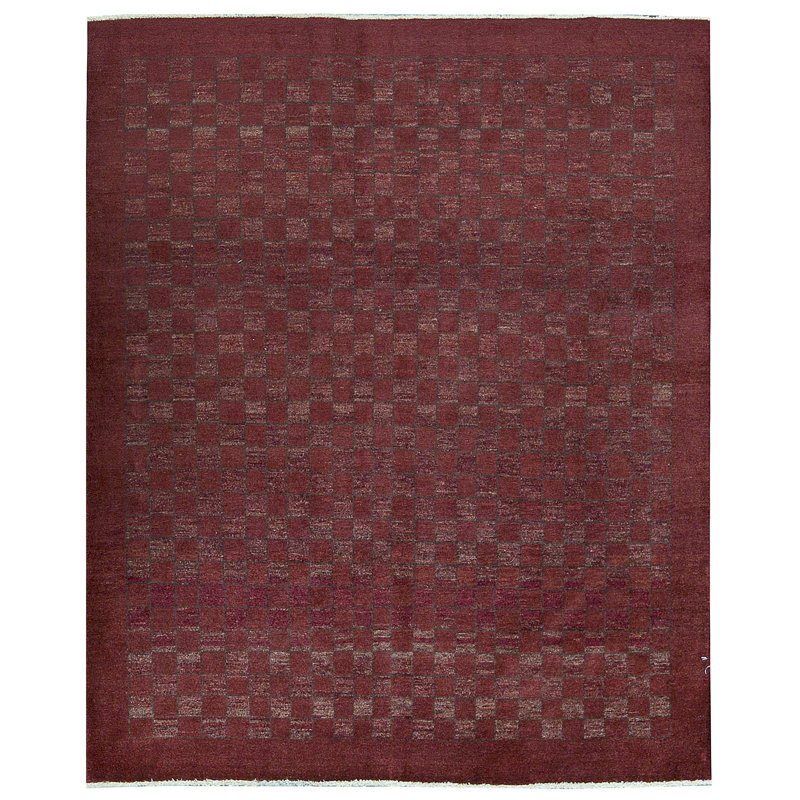 Hand-Knotted High-Quality Burgundy and Brown Area Rug
