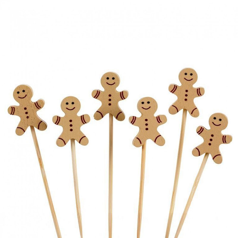 Set Of 100 Gingerbread Man Cocktail Pick