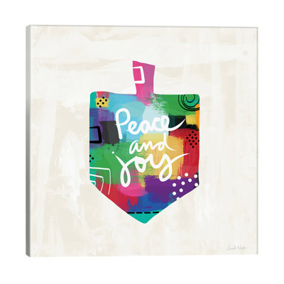 Peace And Joy Dreidel Square by Linda Woods - Wrapped Canvas Print
