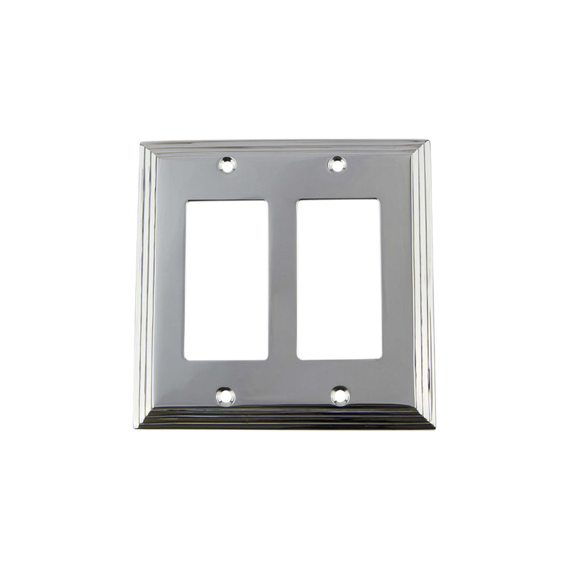 Plaque murale berçante 2 bandes Deco, Chrome brillant