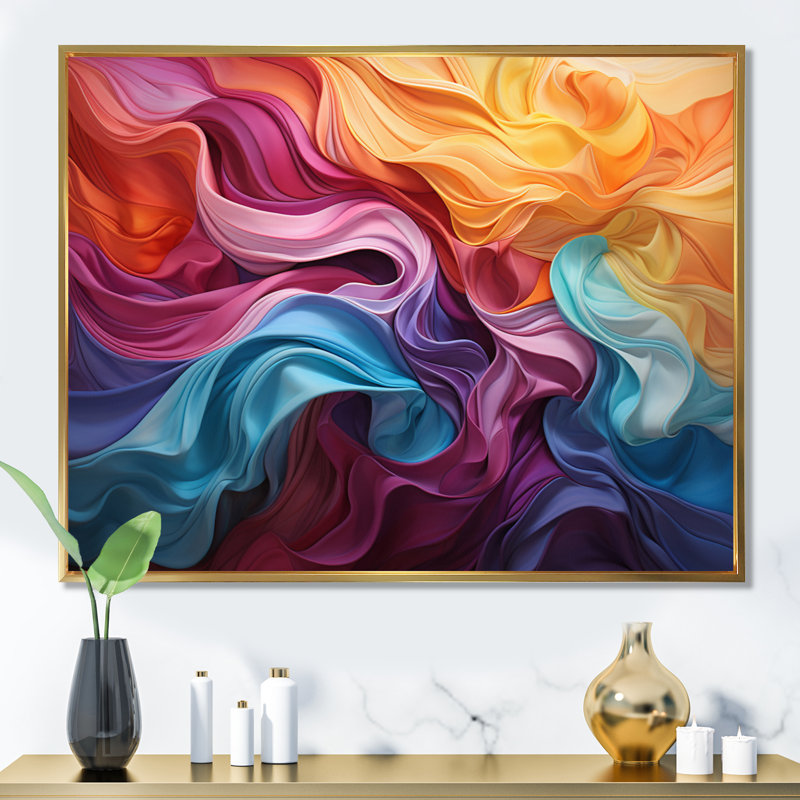 Opt Optical Swirls sur impression sur toile, Cadre flottant doré, H 30 po x l 40 po x P 1,5 po