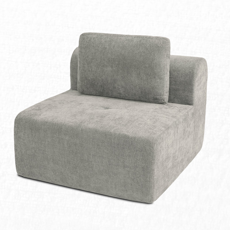 Fauteuil d'appoint de 37 po de largeur avec coussins moelleux et accoudoirs à compression, Gris clair