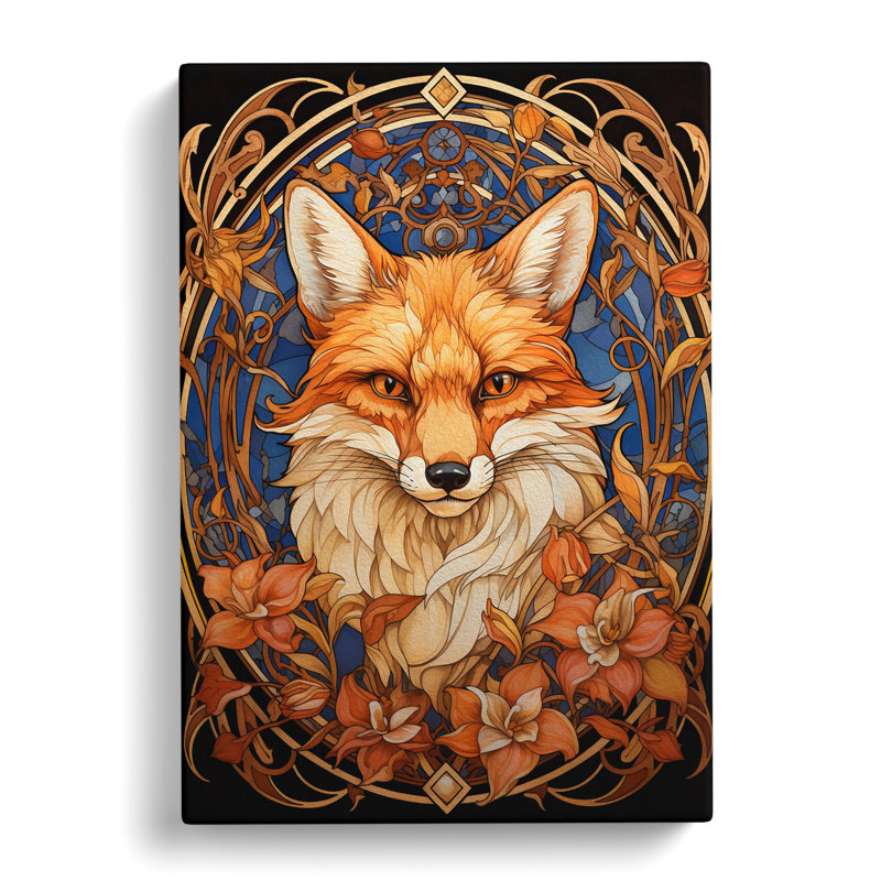 Fox Nouveau - Wrapped Canvas Print, 60cm H x 40cm W x 3cm D