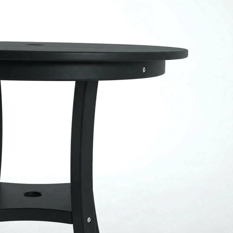 3-Piece Patio Bistro Set With Round Table And 2 Chairs, Black