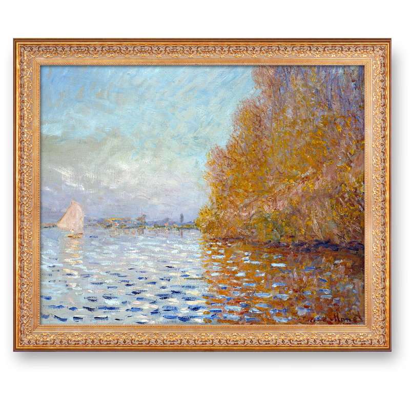 «Monet Collection Argenteuil Basin With A Single Saililier» par Claude Monet, reproduction sur toile, Cadre doré