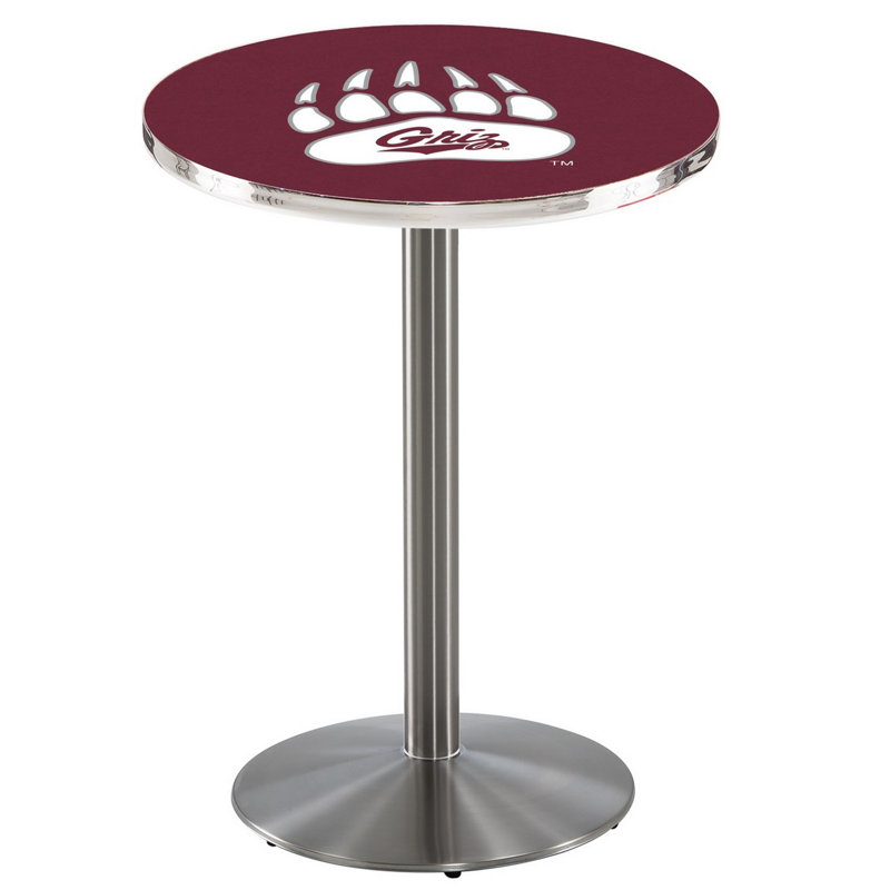 Round Metal Base Dining Table, Stainless Steel, University of Montana
