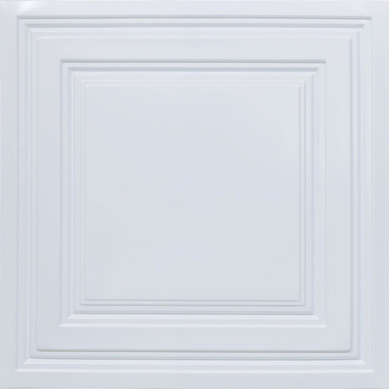 Tuile de plafond économique en PVC blanc, L 24 po x L 24 po, Blanc