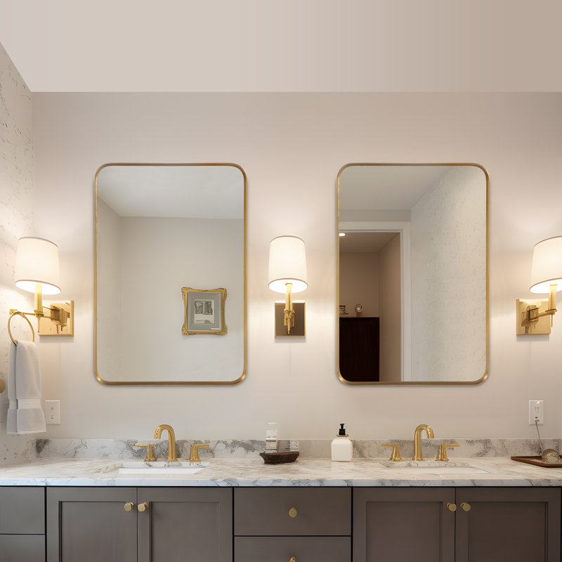 Miroir mural Aubriona, 32 po x 22 po, Argent argent