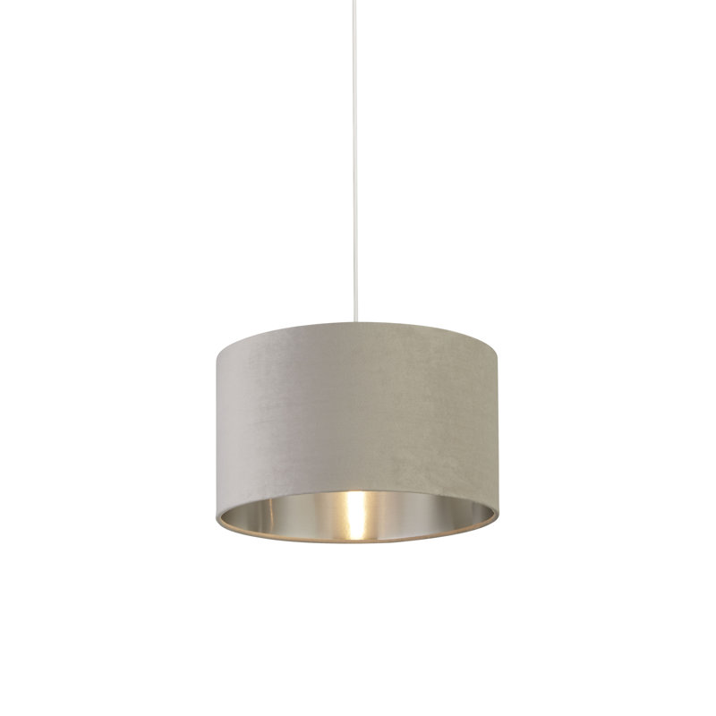 Velvet, Plastic And Mild Steel Traditional, Light Grey/Brushed Silver, 22 cm H x 35 cm W x 35cm D